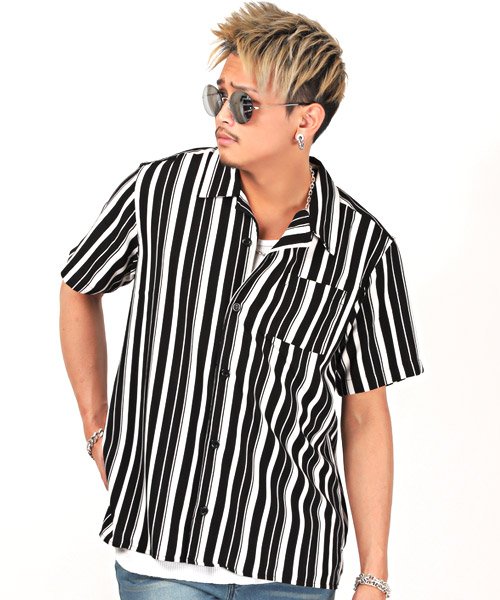 ストライプ半袖オープンカラーシャツ シャツ メンズ 半袖 無地 オープンカラー ストライプ ラグスタイル Luxstyle D Fashion ストライプ半袖オープンカラーシャツ シャツ メンズ 半袖 無地 オープンカラー ストライプ ラグスタイル Luxstyle D Fashion