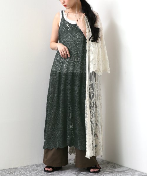Somari風合いニット透かし編みキャミワンピース オシャレウォーカー Osharewalker D Fashion