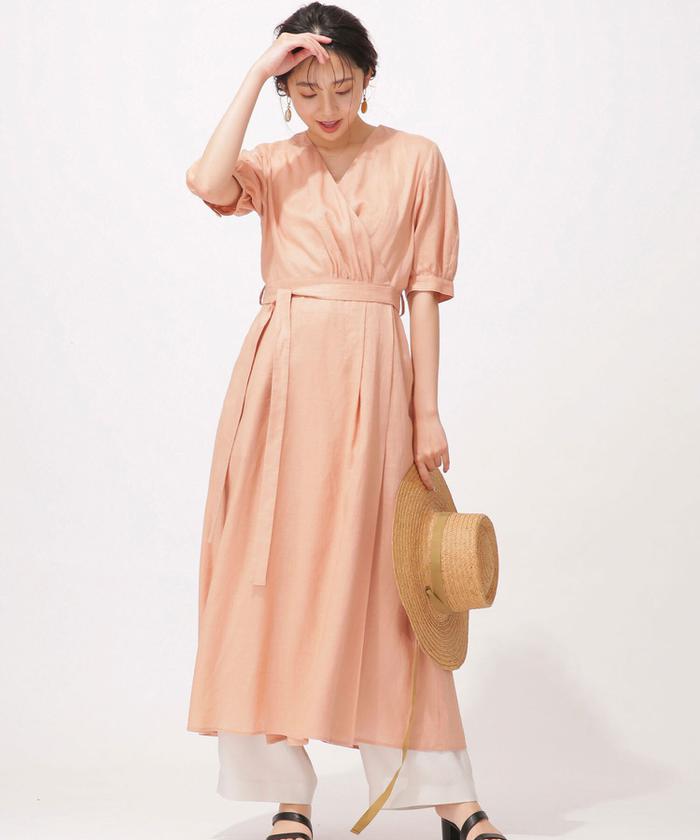 【未使用品(タグ付き)】nanadecor リネンドットカシュクールワンピース nanadecor 2023 Spring/Summer LINEN COTTON DOT DRESS | 美しく