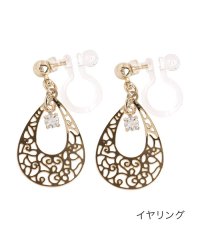 cream dot/クリームドット Cream dot. 上品透かしプレート×ビジューの揺れピアス/イヤリング/503246280