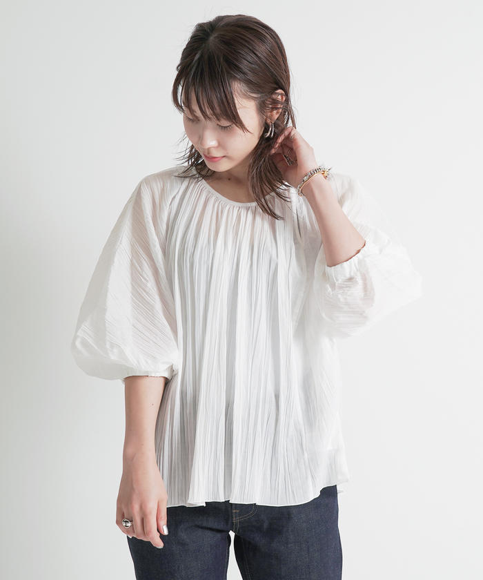 セール 40%OFF】ポリエステルローン ネックギャザーブラウス