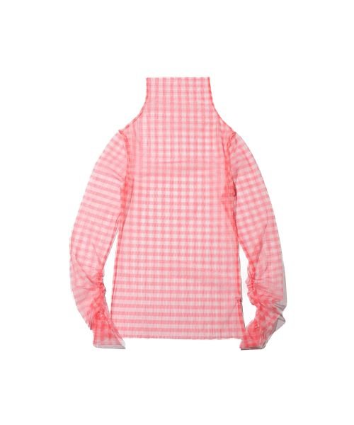 アトモス ピンク ギンガムチェックタートルオーガンジートップス Atmos Pink Atmos Pink D Fashion