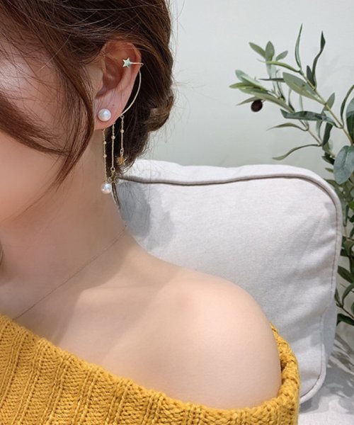 セール25 Off イヤーカフ レディース パール イヤーカフピアス 星モチーフ チェーンピアス アシンメトリー ロング イヤークリップ ミニミニストア Miniministore D Fashion セール25 Off イヤーカフ レディース パール イヤーカフピアス 星モチーフ チェーンピアス アシンメトリー ロング イヤークリップ ミニミニストア Miniministore D Fashion