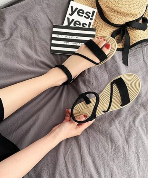 サンダルレディース クロスベルト ブラック シンプル 夏 歩きやすい セイヘイショップ Seiheishop D Fashion