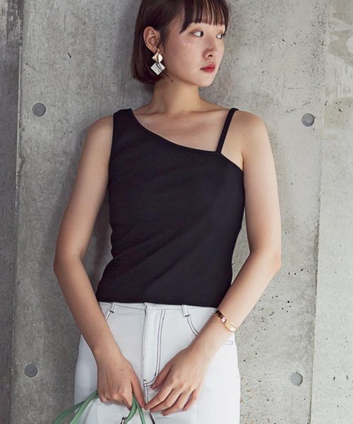 トップス テレコリブアシメキャミタンク 0305 グローウィングリッチ Growingrich D Fashion