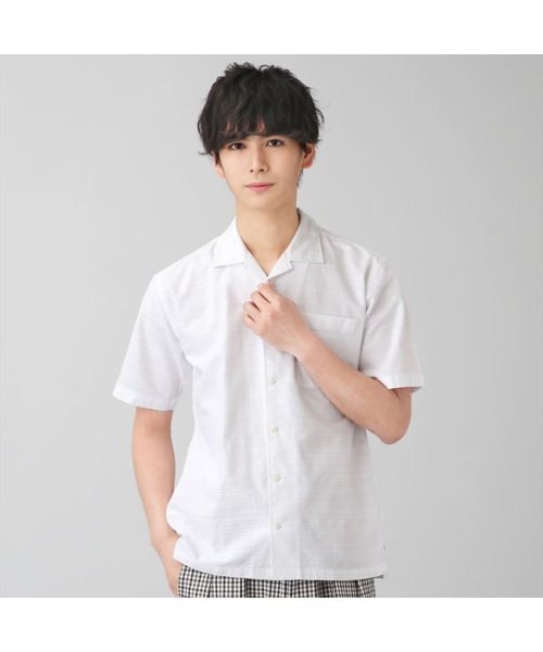 セール カジュアルシャツ 半袖 オープンカラー 綿100 ドビー 白 織柄 メンズ Tokyo Shirts Tokyo Shirts D Fashion
