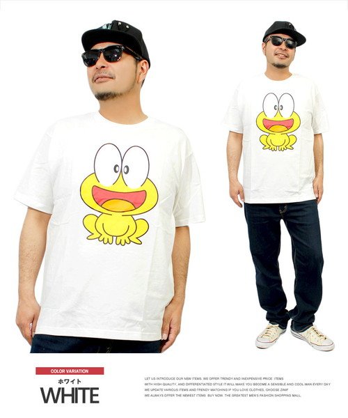 ど根性ガエル Tシャツ メンズ 半袖 大きいサイズ ピョン吉 キャラクター プリント クルーネック カットソー M 5lサイズ 半袖tシャツ 綿 おもしろ ワンカラーズ One Colors D Fashion