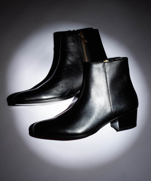 ブーツ メンズ ショートブーツ サイドジップブーツ ヒールブーツ 本革 レザー 革靴 人気 おしゃれ ブランド endevice エンデバイス  ブラック 黒 プ(503300259) | シュベック(SVEC) - d fashion