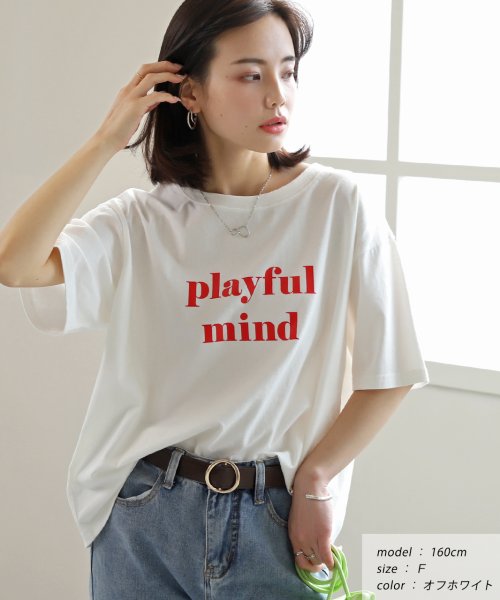 セール ロゴプリントtシャツ Tシャツ カットソー トップス 半袖 レディース ロゴ カジュアル コットン お家コーデ ロゴt ゆったり クルーネック 新色 アドティエ Ad Thie D Fashion