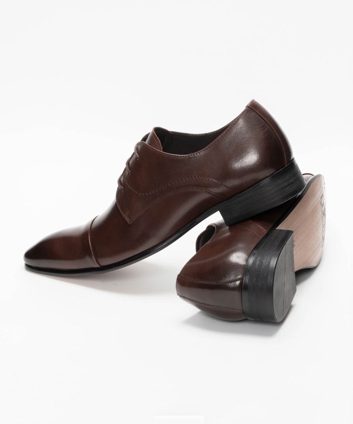 （SVEC/シュベック）革靴 本革 メダリオン レースアップ ビジネスシューズ LLT78−1 ブランド LUCIUS 革靴 メンズ ビジネスシューズサイドゴア ロングノーズ本革靴 黒/メンズ ダークブラウン
