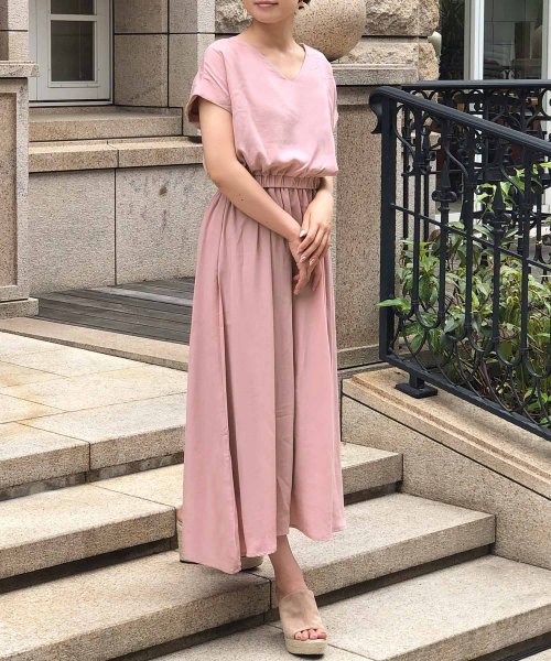 柄 無地 前後vネックマキシワンピース ワンピース ロング レディース 花柄 ドット ロングワンピース 夏 ジュリアブティック Julia Boutique D Fashion