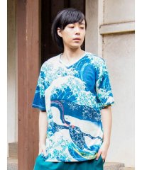 KAYA/【カヤ】浮世絵メンズTシャツ ブルー/503327954