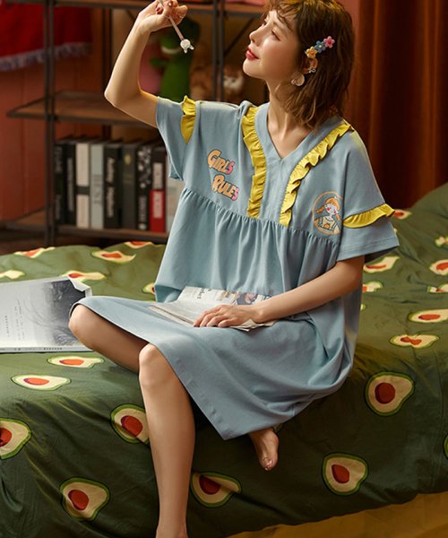 クーポン パジャマ レディース かわいい ルームウェア ワンピース 半袖 膝丈 部屋着 ワンピース ゆったり ナイトウェア ミニミニストア Miniministore D Fashion クーポン パジャマ レディース かわいい ルームウェア ワンピース 半袖 膝丈 部屋着 ワンピース ゆったり ナイトウェア ミニミニストア Miniministore D Fashion