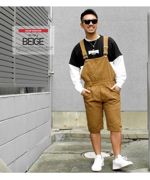ミニ オーバーオール メンズ ショートパンツ サロペット レディース ユニセックス パンツ デニムパンツ ショーツ つなぎ ミリタリー ペインター ワーク ハー ワンカラーズ One Colors D Fashion
