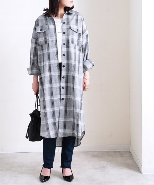 セール 新作 オンブレチェックロングシャツワンピ ス Dt Ss 7994 フィズ Fizz D Fashion