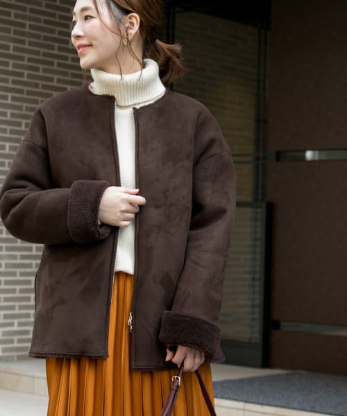 セール Rosso フェイクムートンノーカラーショートコート アーバンリサーチ アウトレット Urban Research Outlet D Fashion