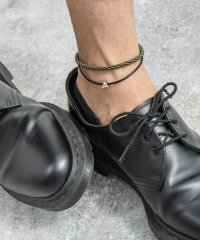 Rocky Monroe/ロッキーモンロー Rocky Monroe アンクレット ブレスレット メンズ レディース つけっぱなし 2連 シルバー PU フェイクレザー チャーム カラー/503358162