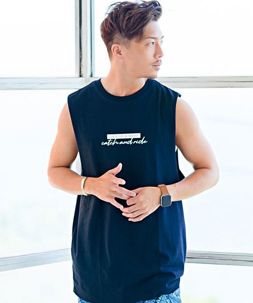 Cavaria キャバリア サーフガールバックプリントノースリーブtシャツ キャバリア Cavaria D Fashion