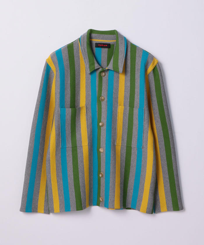 セール 50%OFF】コットンカシミヤ ストライプポロニット セール 50%OFF】コットンカシミヤ ストライプポロニット