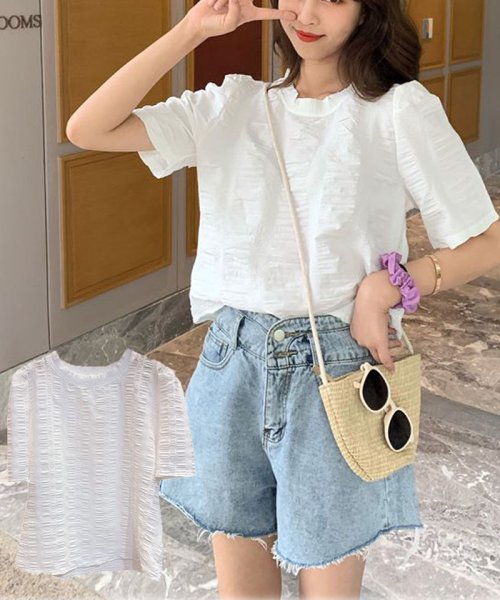 クーポン セール30 Off ブラウストップス 白 半袖 薄手 無地 Tシャツ レディース 半袖トップス 半袖カットソー おしゃれ 通勤 大人可愛い カジュアル ショッピングゴー Shoppinggo D Fashion