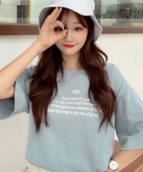 セール カジュアル プリント ｔシャツ レディース 半袖 ロゴｔシャツ シンプル カットソー ラウンドネック トップス コットン ミニミニストア Miniministore D Fashion
