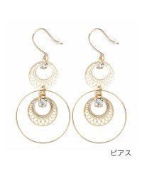 cream dot/クリームドット Cream dot. 透かしプレート×ビジューが揺れるピアス/イヤリング/503371683