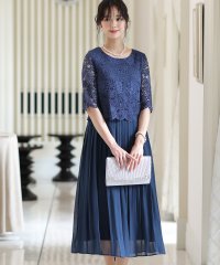 PourVous/プールヴー PourVous 七分袖&ミモレ丈ワンピースドレスラウンドネック大きいサイズ結婚式フォーマル ワンピース パーティードレス 20代 30代 40代/503112880