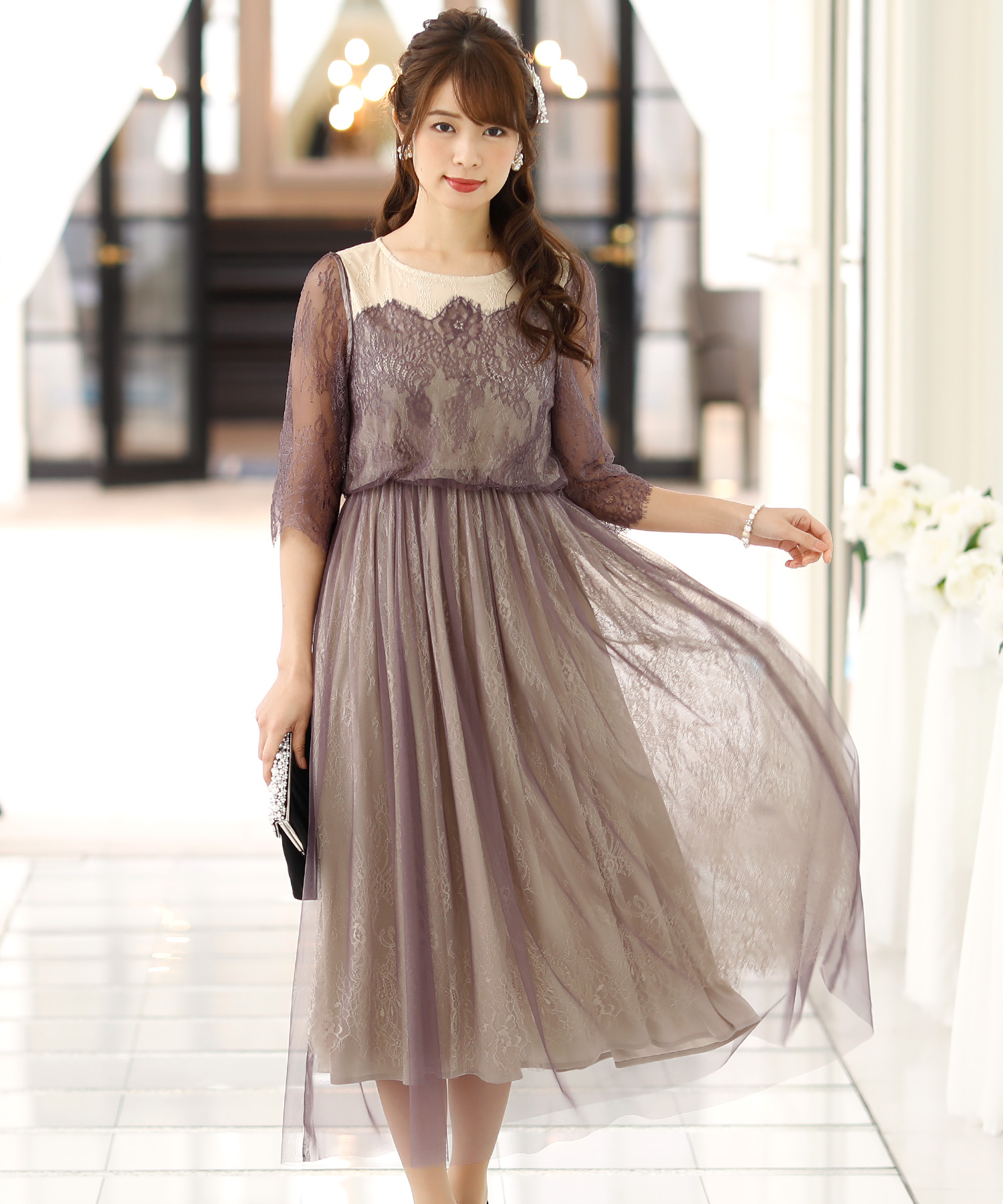 JILL STUART ジルスチュアート パワショルレースワンピース