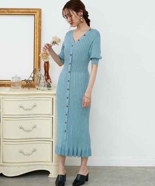 セール フロントボタンデザインニットワンピース スナイデル Snidel D Fashion