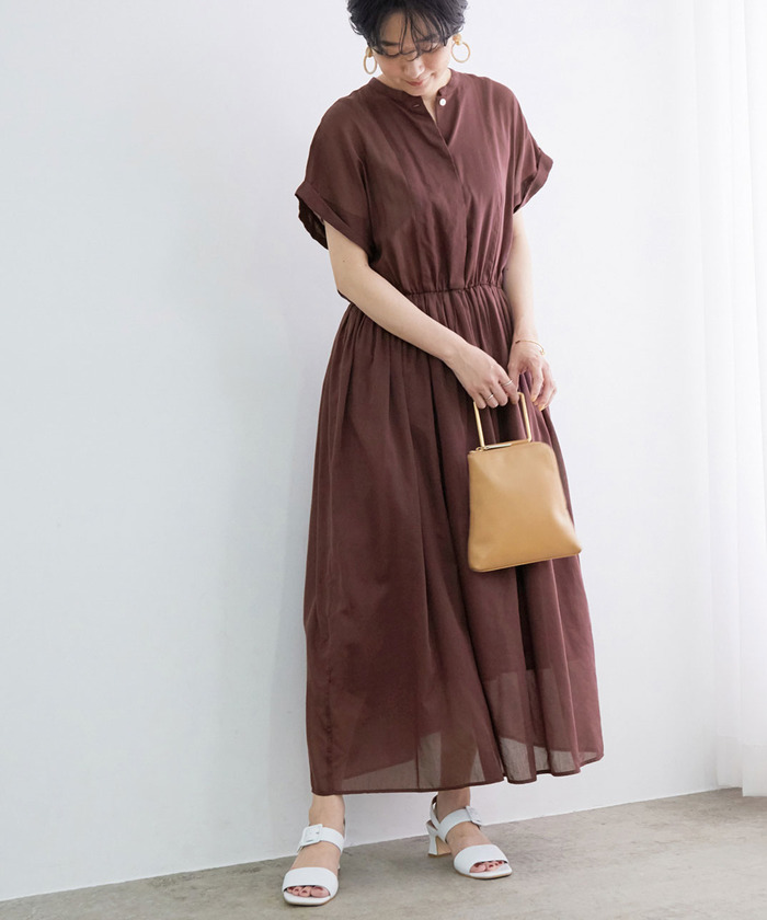 美品☆アダムエロペ 洗える コットンシルクティアードワンピース ブラウン マキシ 美品☆アダムエロペ 洗える コットンシルクティアードワンピース