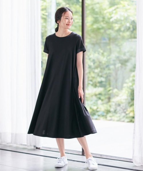 セール Unfilo シルケットスムース カットソーフレアーワンピース 自由区 大きいサイズ Jiyu Ku Large Size D Fashion