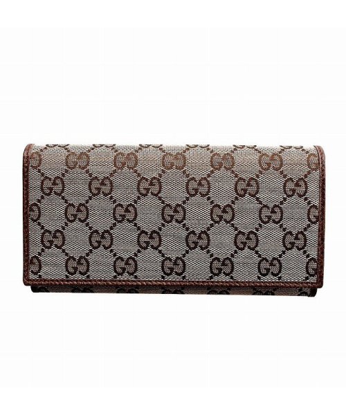 Gucci グッチ アウトレット レディース 二つ折り長財布 Ggキャンバス レザー ベージュ ブラウン Ky9lg 8610 グッチ Gucci D Fashion