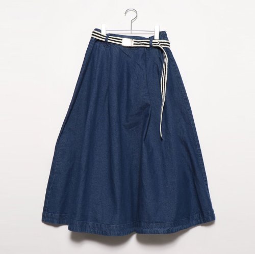 セール ラインベルト付きミモレ丈フレアチノツイルデニムスカート 503375567 スタイルブロック レディース Styleblock D Fashion