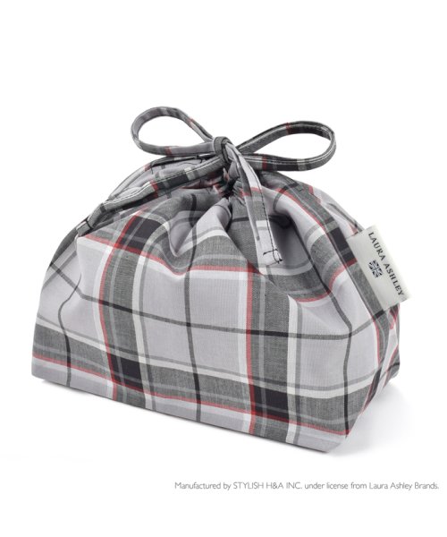 クーポン Laura Ashley 巾着 中 マチ有りお弁当袋 Highland Check ローラアシュレイ Laura Ashley D Fashion