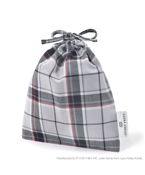 クーポン Laura Ashley 巾着 中 マチ無し給食袋 Highland Check ローラアシュレイ Laura Ashley D Fashion