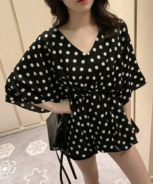 セール ドットブラウス レディース ギャザー チュニック トップス シフォン ペプラム ウエストゴム シャツ 水玉 おしゃれ ミニミニストア Miniministore D Fashion セール ドットブラウス レディース ギャザー チュニック トップス シフォン ペプラム ウエストゴム シャツ 水玉 おしゃれ ミニミニストア Miniministore D Fashion