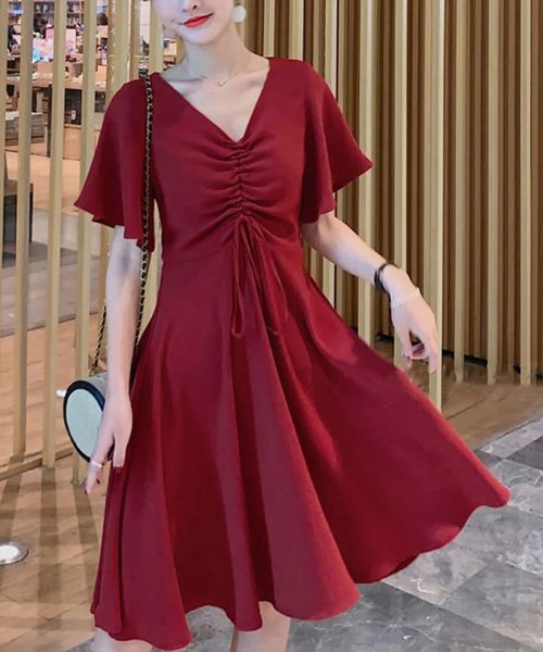 クーポン セール10 Off ワンピース レディース 胸元ギャザー 膝上丈 ワンピース フレアスリーブ 夏ワンピース 半袖 フレアワンピース 着やせ ミニミニストア Miniministore D Fashion クーポン セール10 Off ワンピース レディース 胸元ギャザー 膝上丈 ワンピース フレアスリーブ 夏ワンピース 半袖 フレアワンピース 着やせ ミニミニストア Miniministore D Fashion