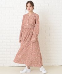 Lace Ladies/花柄フレア 長袖 Vネック ロングワンピース/503355833