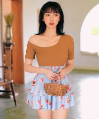 OSYAREVO/オシャレボ OSYAREVO 【ネット限定】アシメショルダー レイヤード風ワンピース水着【返品不可商品】/503393600