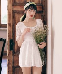 OSYAREVO/オシャレボ OSYAREVO 【ネット限定】レース×ベロア パフスリーブワンピース水着【返品不可商品】/503393608