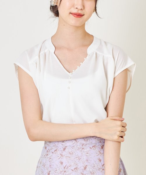 セール パール付きフレンチスリーブブラウス トッコクローゼット Tocco Closet D Fashion