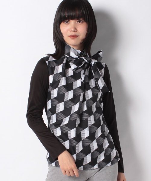セール ジオメトリック柄ツイルプリント ジャージー 異素材切り替えカットソーブラウス ジョコンダ ロイヤル Joconde Royal D Fashion セール ジオメトリック柄ツイルプリント ジャージー 異素材切り替えカットソーブラウス ジョコンダ ロイヤル Joconde Royal D Fashion