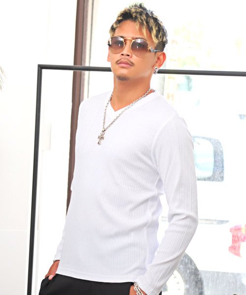 セール Off Vネックロングtシャツ ロンt メンズ 長袖tシャツ Vネック テレコ 無地 ラグスタイル Luxstyle D Fashion