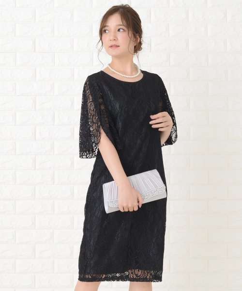 セール 花柄レース 袖スリット入り ひざ丈ワンピースドレス レースレディース Lace Ladies D Fashion セール 花柄レース 袖スリット入り ひざ丈ワンピースドレス レースレディース Lace Ladies D Fashion