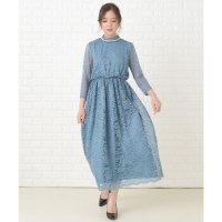 Lace Ladies/総レース ウエストゴム ハイネックロングワンピース・ドレス/503355857