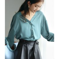 SAISON DE PAPILLON/セゾンドパピヨン SAISON DE PAPILLON バックVネックシフォンブラウス/503411697