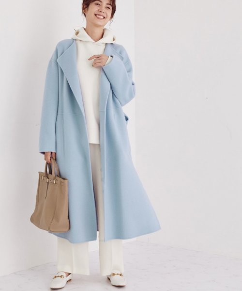セール ウールリバーノーカラーロングコート ロペ Rope D Fashion