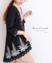 Sawa a la mode/エレガント刺繍のスカラップカーディガン/503434502
