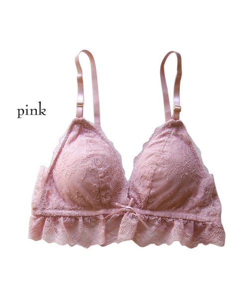 セール 総レースノンワイヤーソフトブラジャー ピンクピンクピンク Pink Pink Pink D Fashion
