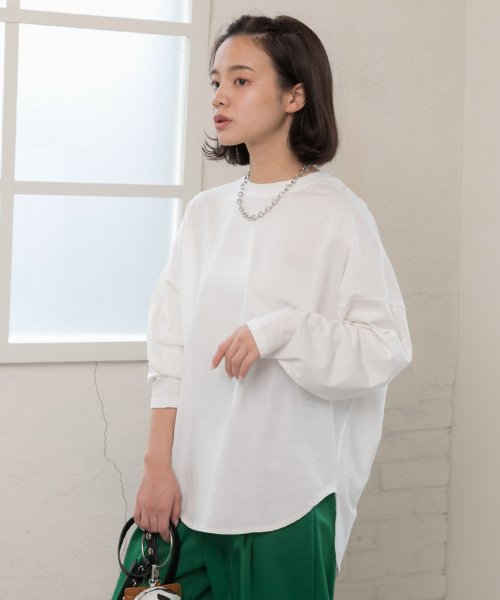 セール 40%OFF】チュニックロングTシャツ ラウンドスリット 長袖 クルーネック 重ね着 オーバーサイズ チュニック トップス ルームウエア レディース(503467638) アドティエ(ad thie) d fashion 重ね着トップス 薄手 サイズ9 イマージュ